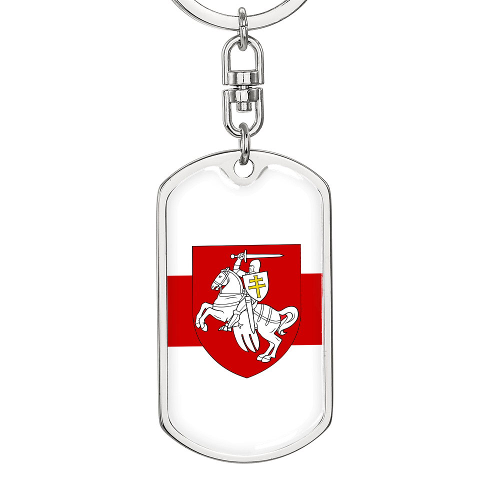 Pahonia And White-Red-White Flag (Belarus) - Luxury Dog Tag Keychain
