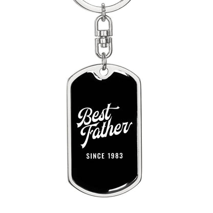 Best Father Since 1983 v2 - Luxury Dog Tag Keychain