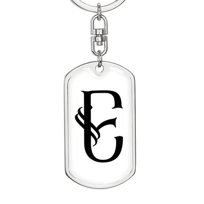 Initial E v001-14 - Luxury Dog Tag Keychain