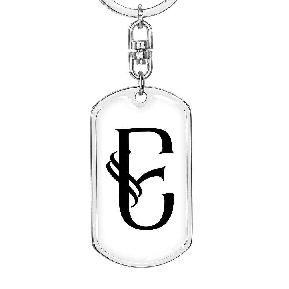 Initial E v001-14 - Luxury Dog Tag Keychain