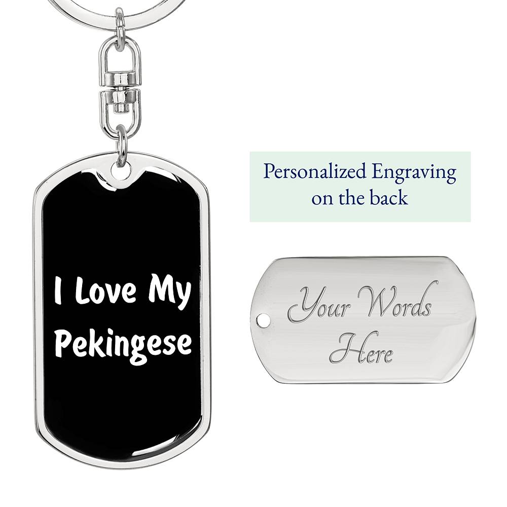 Love My Pekingese v6 - Luxury Dog Tag Keychain