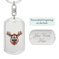 Funny Reindeer Face 02 - Luxury Dog Tag Keychain