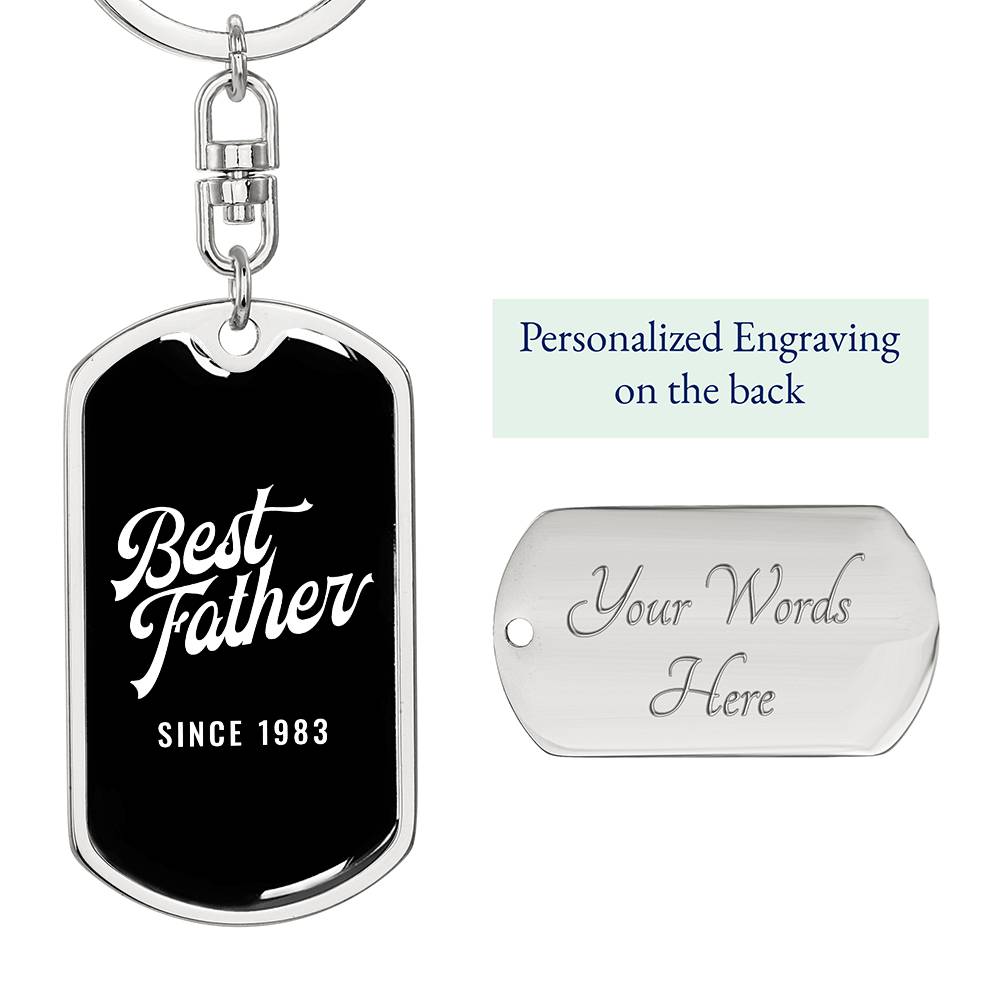 Best Father Since 1983 v2 - Luxury Dog Tag Keychain
