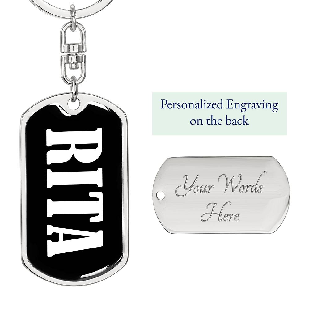 Rita v01w - Luxury Dog Tag Keychain