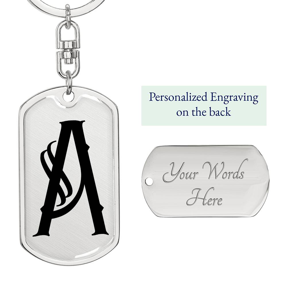 Initial A v001-11 - Luxury Dog Tag Keychain