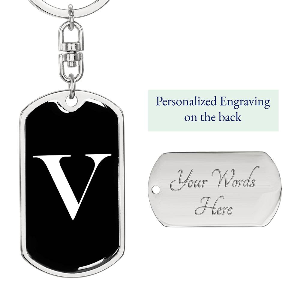 Initial V v3a - Luxury Dog Tag Keychain
