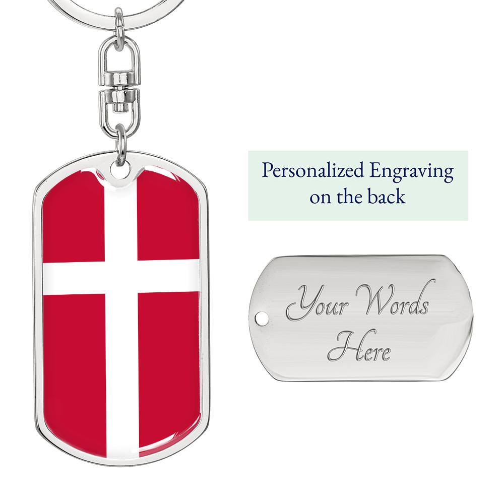 Danish Flag - Luxury Dog Tag Keychain