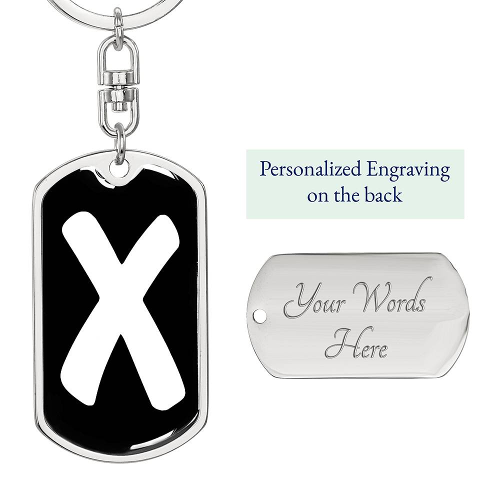 Initial X v3b - Luxury Dog Tag Keychain