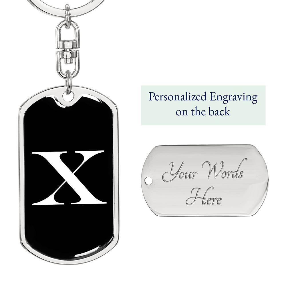 Initial X v3a - Luxury Dog Tag Keychain