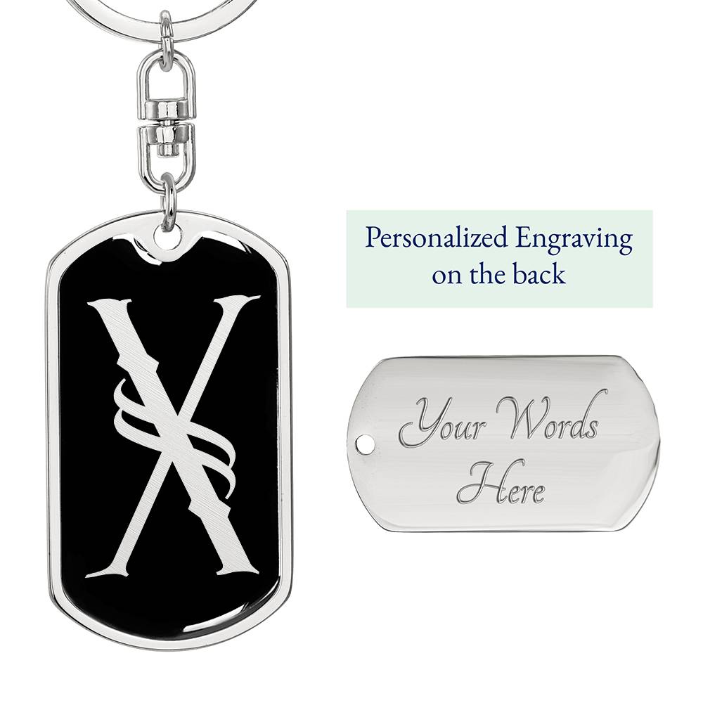 Initial X v001-12 - Luxury Dog Tag Keychain