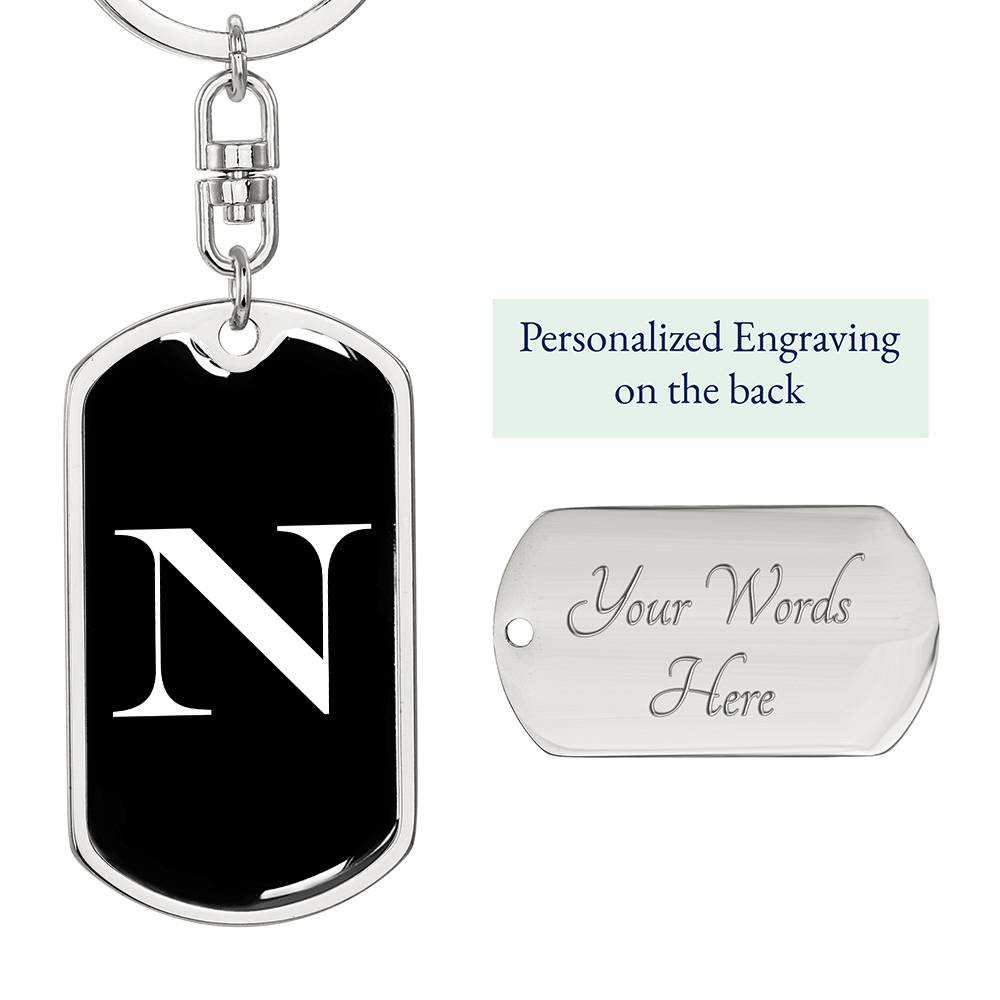Initial N v3a - Luxury Dog Tag Keychain