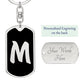 Initial M v2b - Luxury Dog Tag Keychain