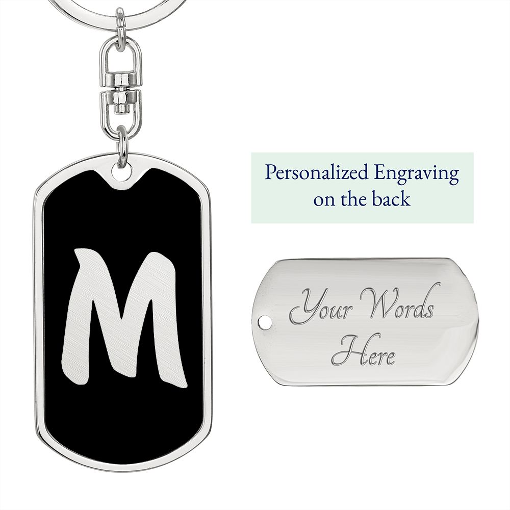 Initial M v2b - Luxury Dog Tag Keychain