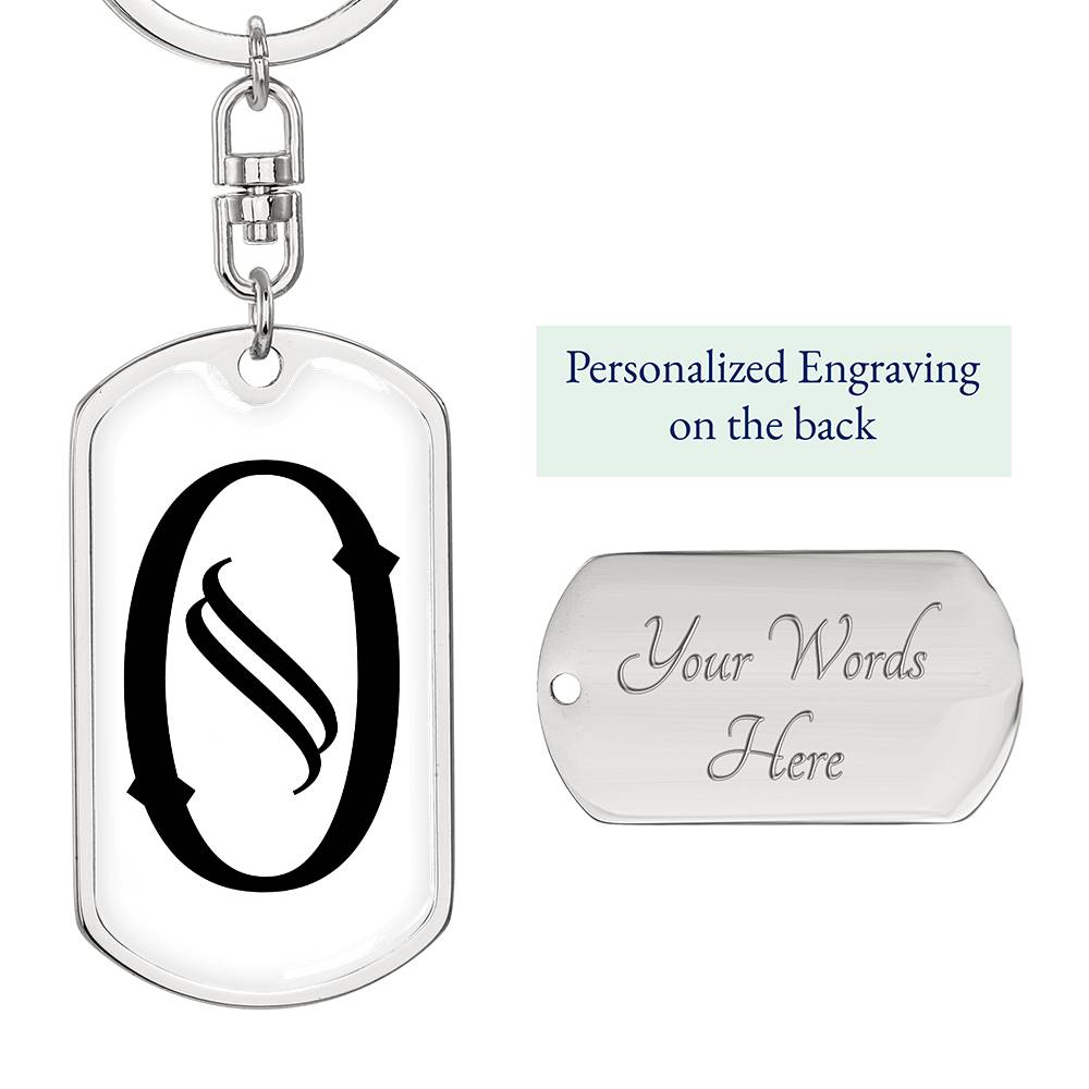 Initial O v001-14 - Luxury Dog Tag Keychain