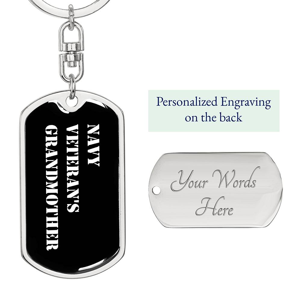 Navy Veteran's Grandmother v3 - Luxury Dog Tag Keychain