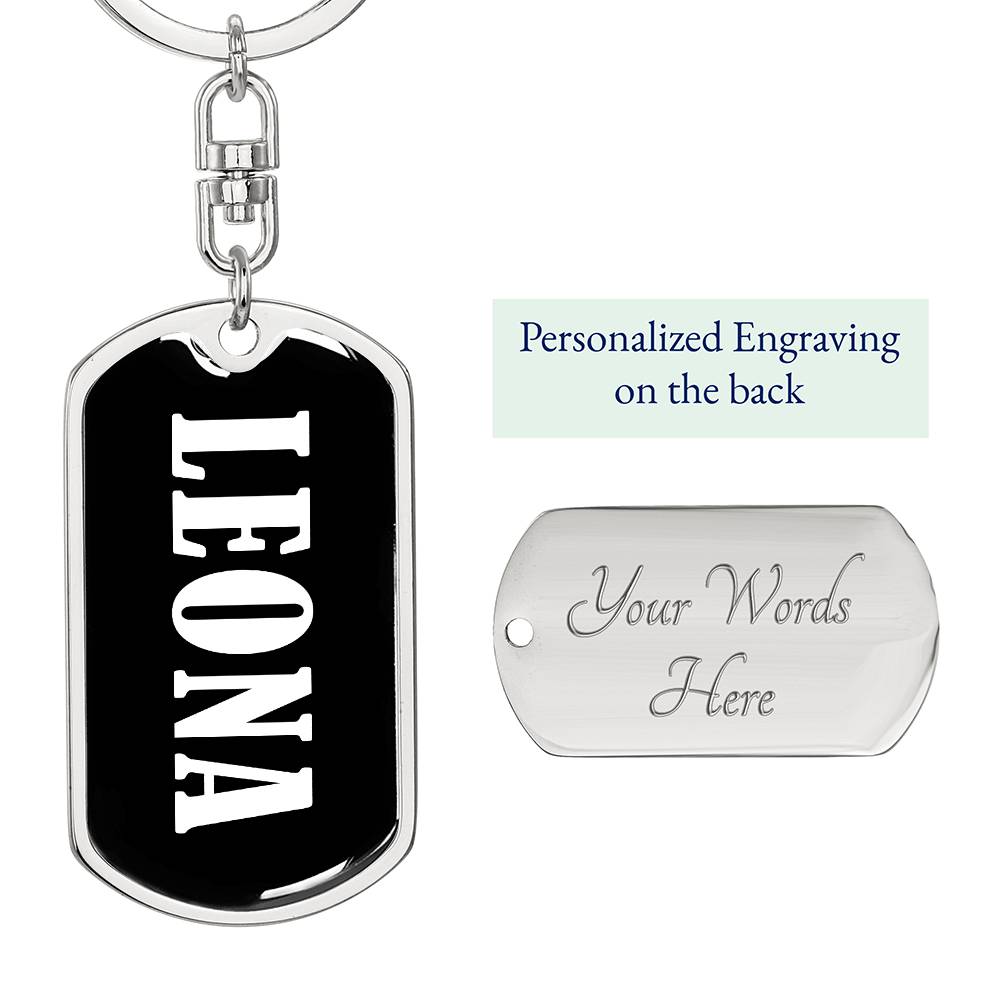 Leona v01w - Luxury Dog Tag Keychain