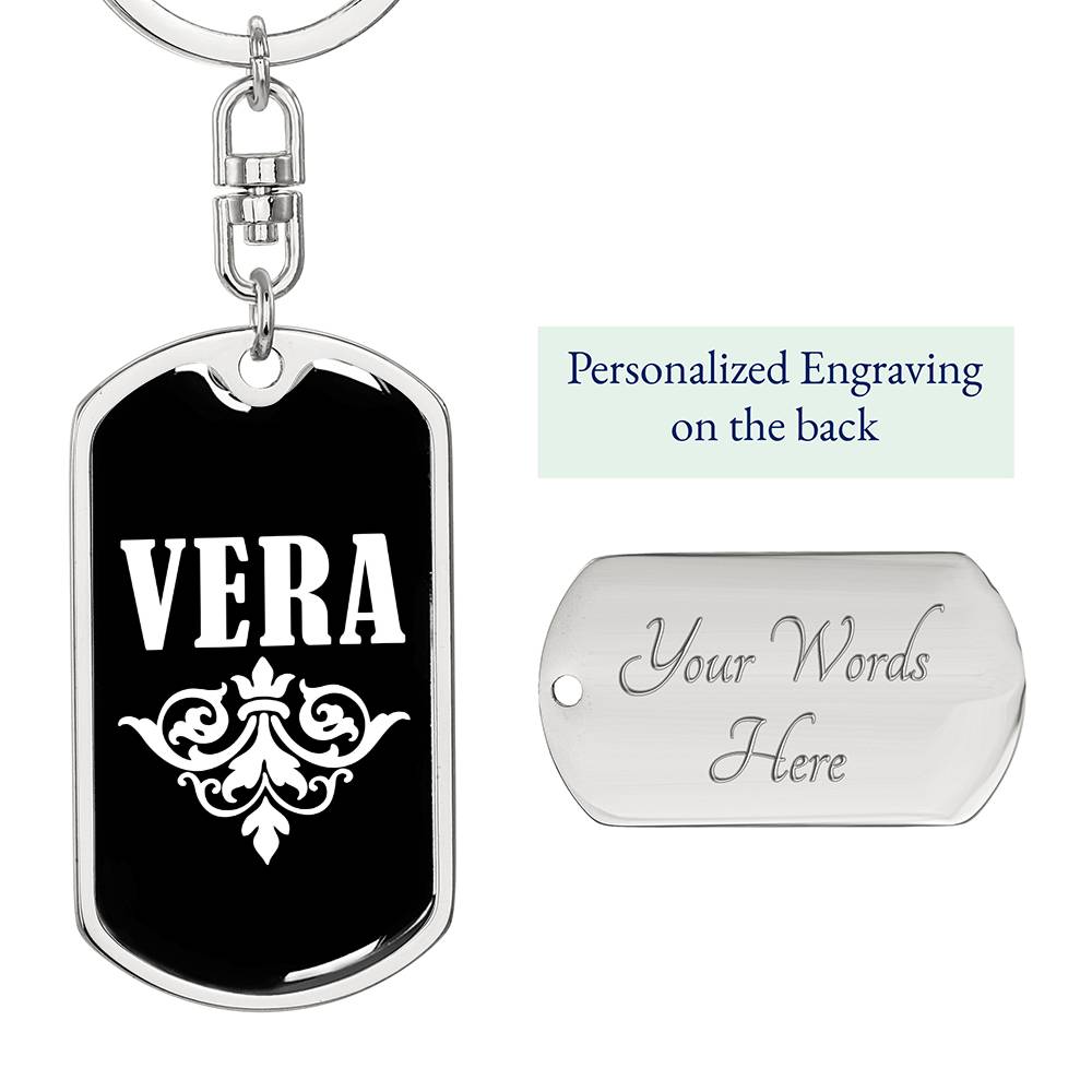 Vera v03a - Luxury Dog Tag Keychain