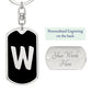 Initial W v2b - Luxury Dog Tag Keychain