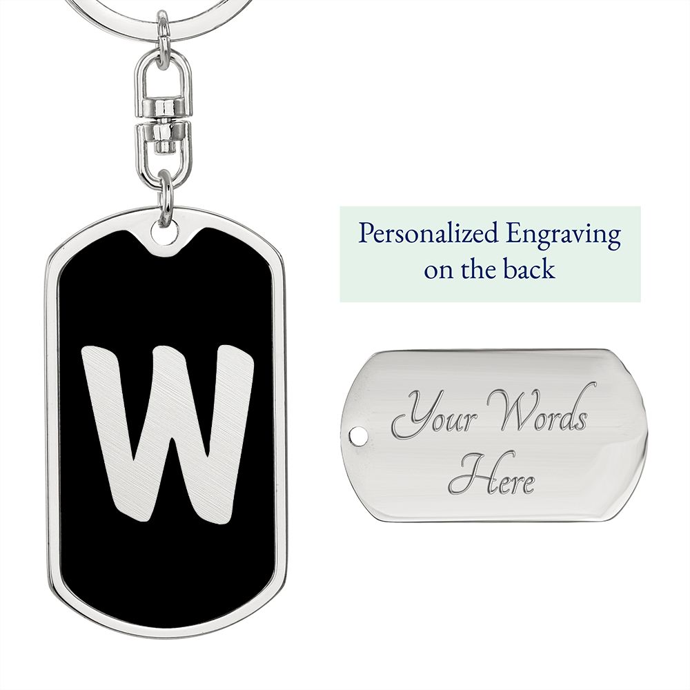 Initial W v2b - Luxury Dog Tag Keychain