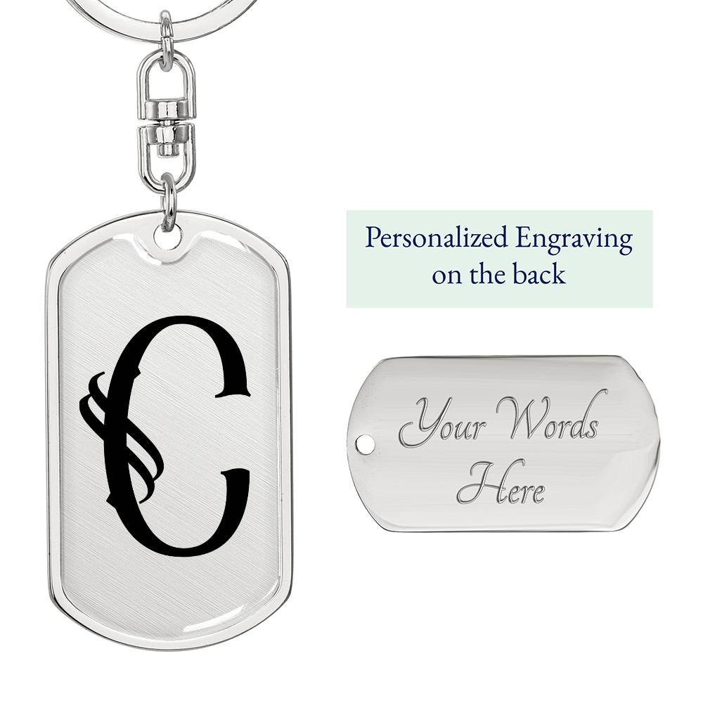 Initial C v001-11 - Luxury Dog Tag Keychain