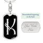 Initial K v001-12 - Luxury Dog Tag Keychain