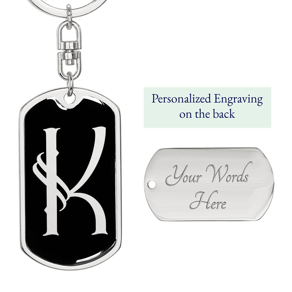 Initial K v001-12 - Luxury Dog Tag Keychain