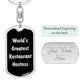 World's Greatest Restaurant Hostess v3 - Luxury Dog Tag Keychain