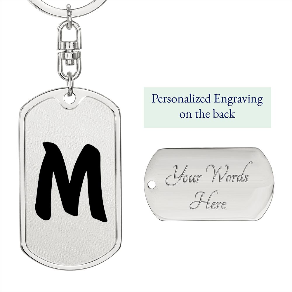 Initial M v1b - Luxury Dog Tag Keychain