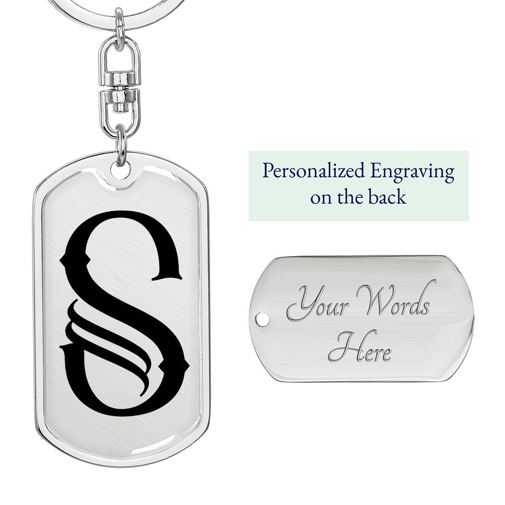 Initial S v001-11 - Luxury Dog Tag Keychain