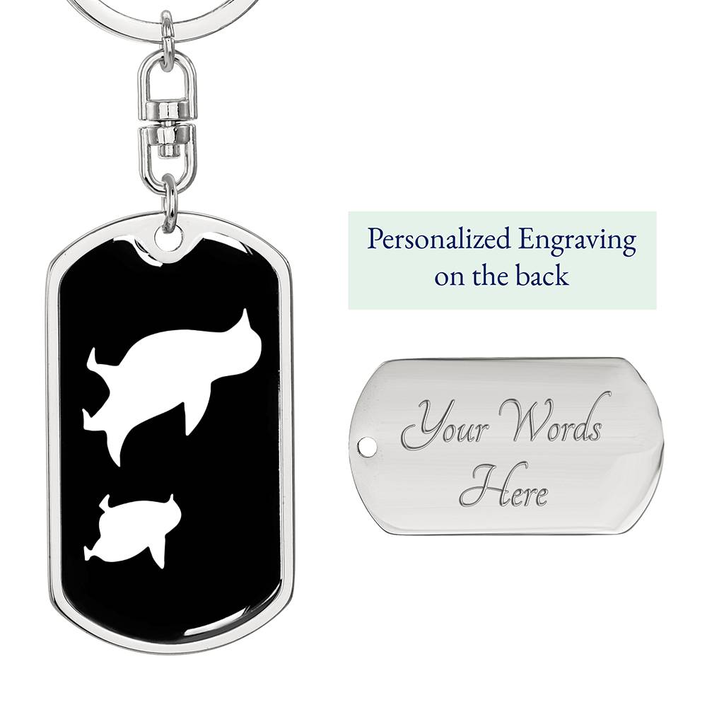 Mama Penguin With 1 Chick v3 - Luxury Dog Tag Keychain