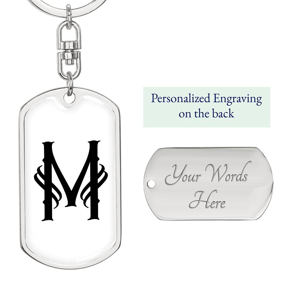 Initial M v001-14 - Luxury Dog Tag Keychain