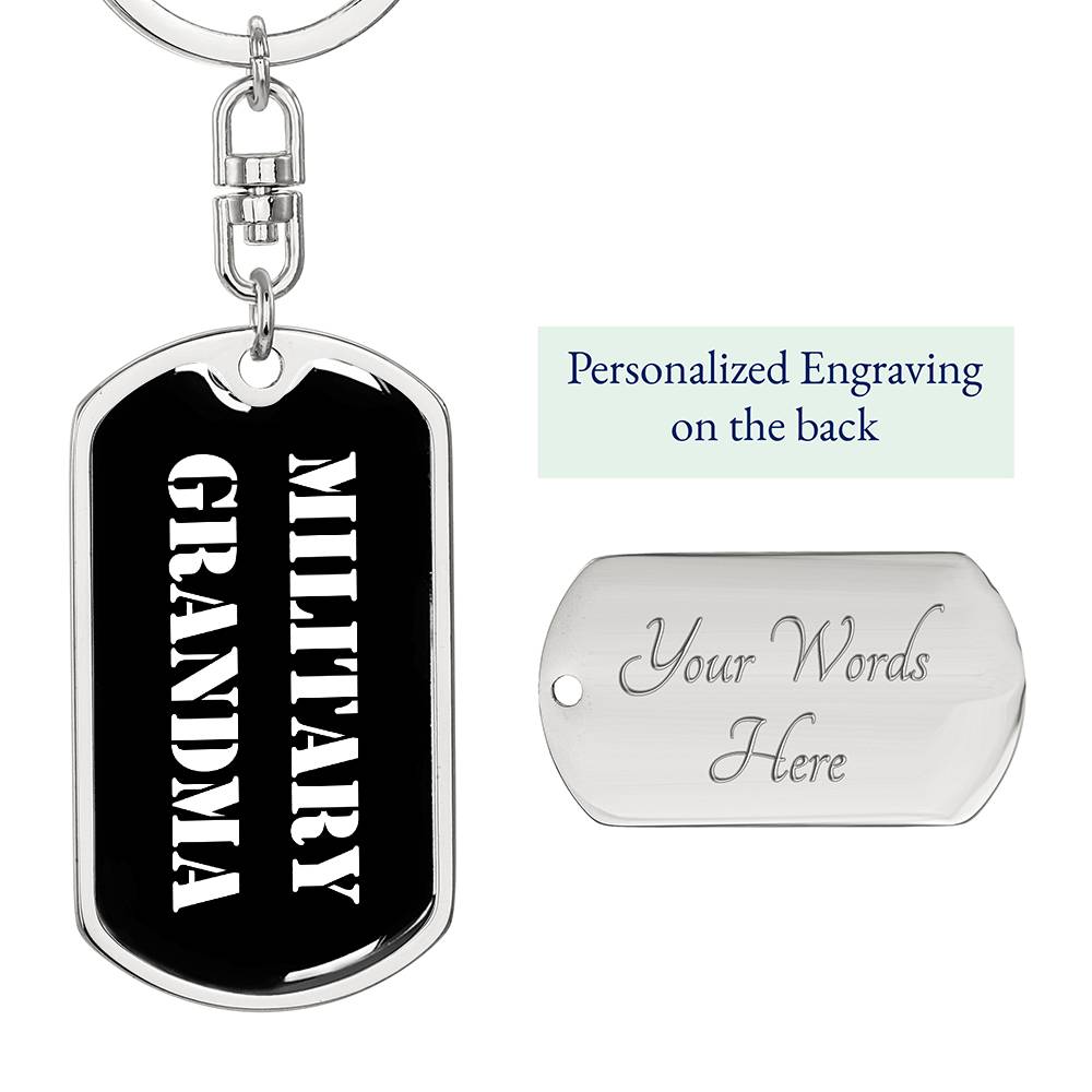 Military Grandma v3 - Luxury Dog Tag Keychain