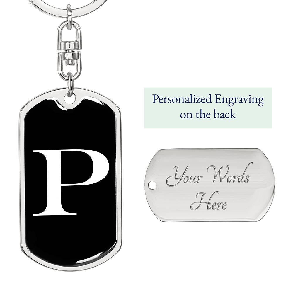Initial P v3a - Luxury Dog Tag Keychain