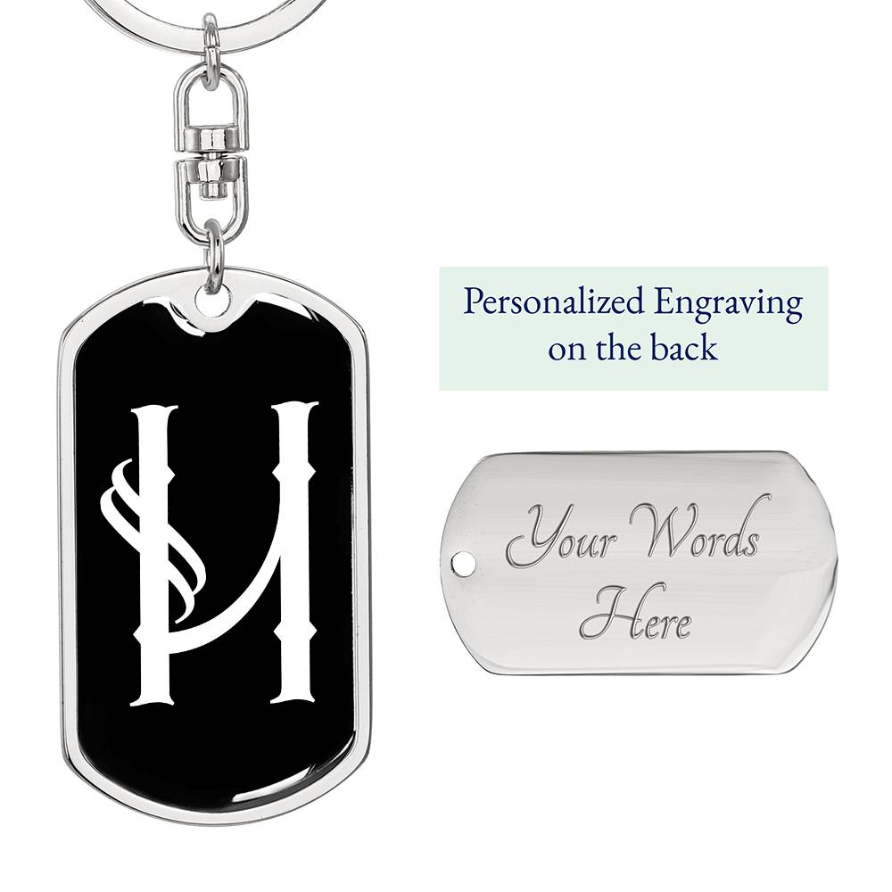 Initial H v001-13 - Luxury Dog Tag Keychain