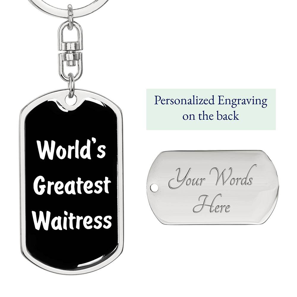 World's Greatest Waitress v3 - Luxury Dog Tag Keychain