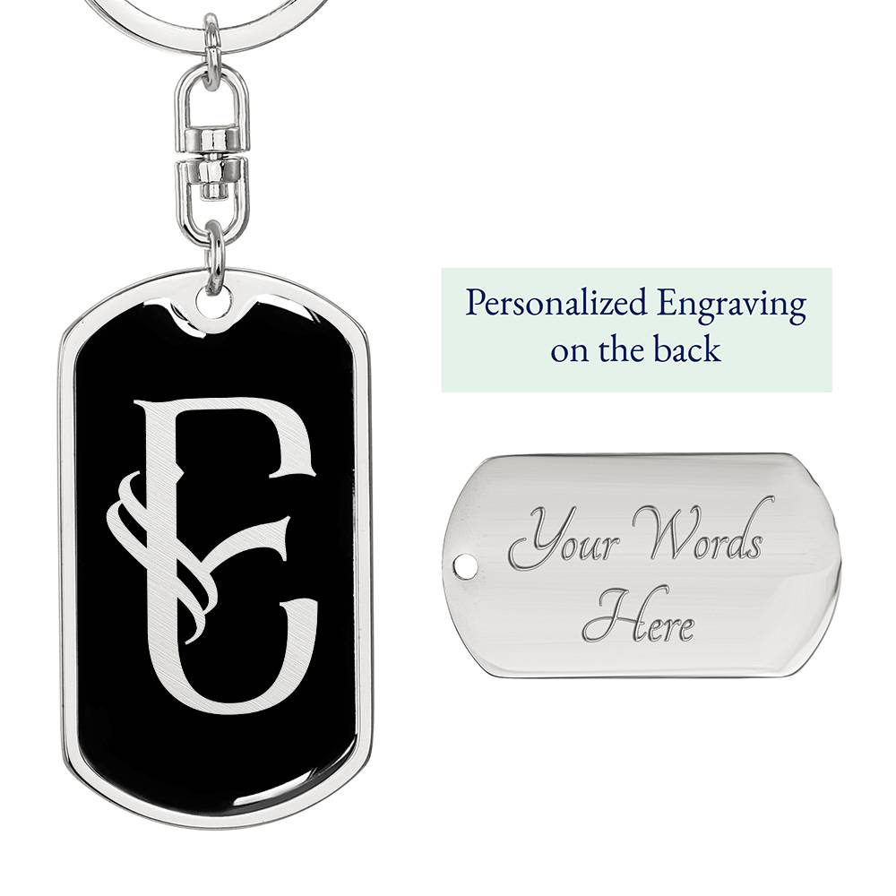 Initial E v001-12 - Luxury Dog Tag Keychain
