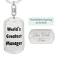 World's Greatest Manager - Luxury Dog Tag Keychain