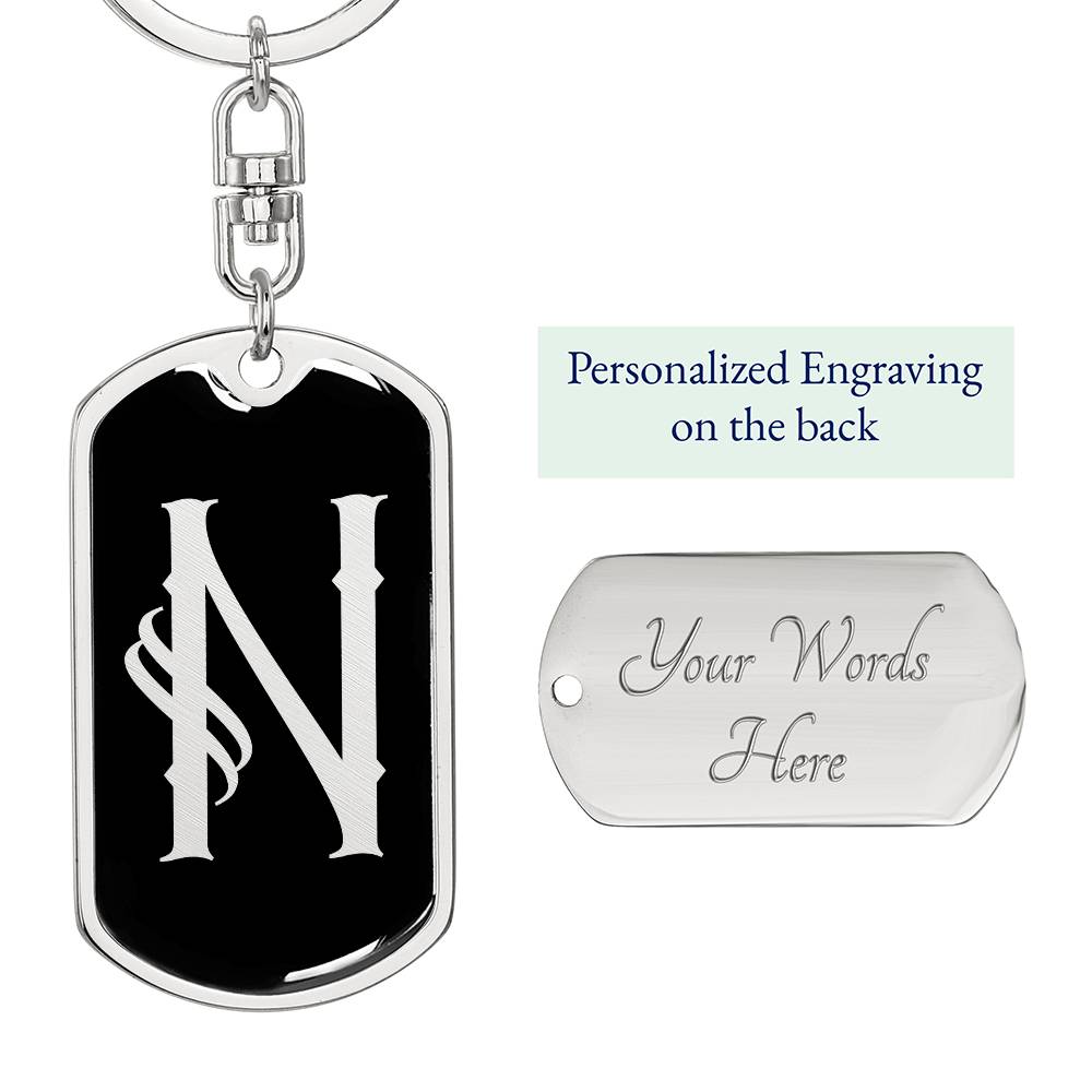 Initial N v001-12 - Luxury Dog Tag Keychain
