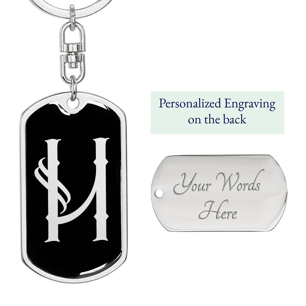 Initial H v001-12 - Luxury Dog Tag Keychain