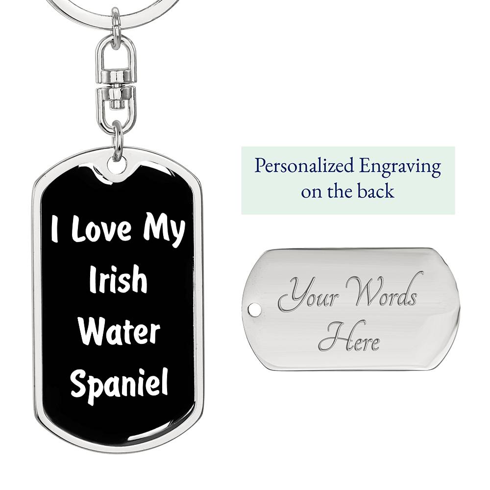 Love My Irish Water Spaniel v6 - Luxury Dog Tag Keychain