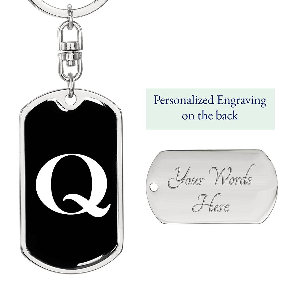 Initial Q v3a - Luxury Dog Tag Keychain