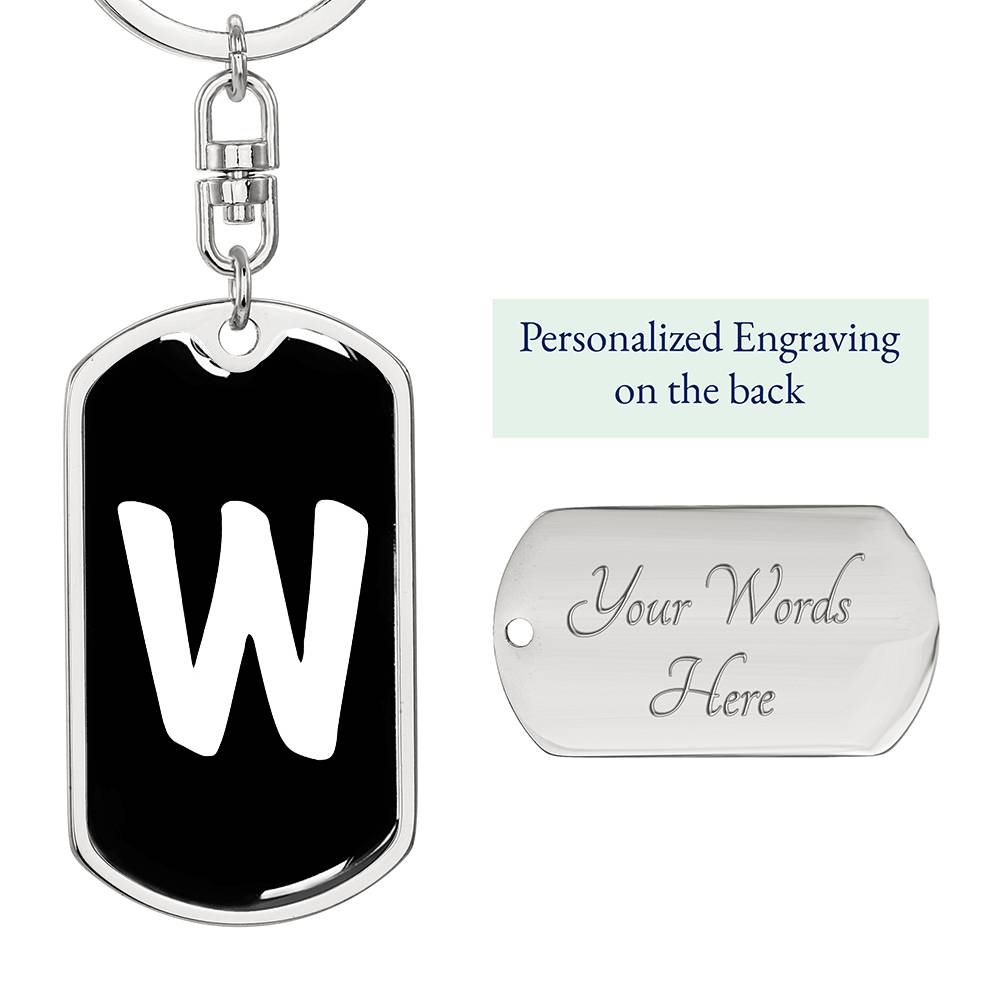 Initial W v3b - Luxury Dog Tag Keychain
