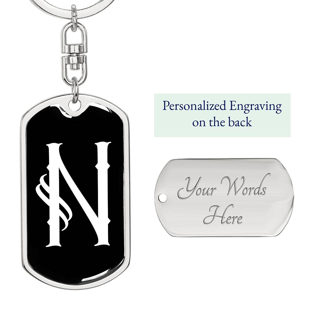 Initial N v001-13 - Luxury Dog Tag Keychain
