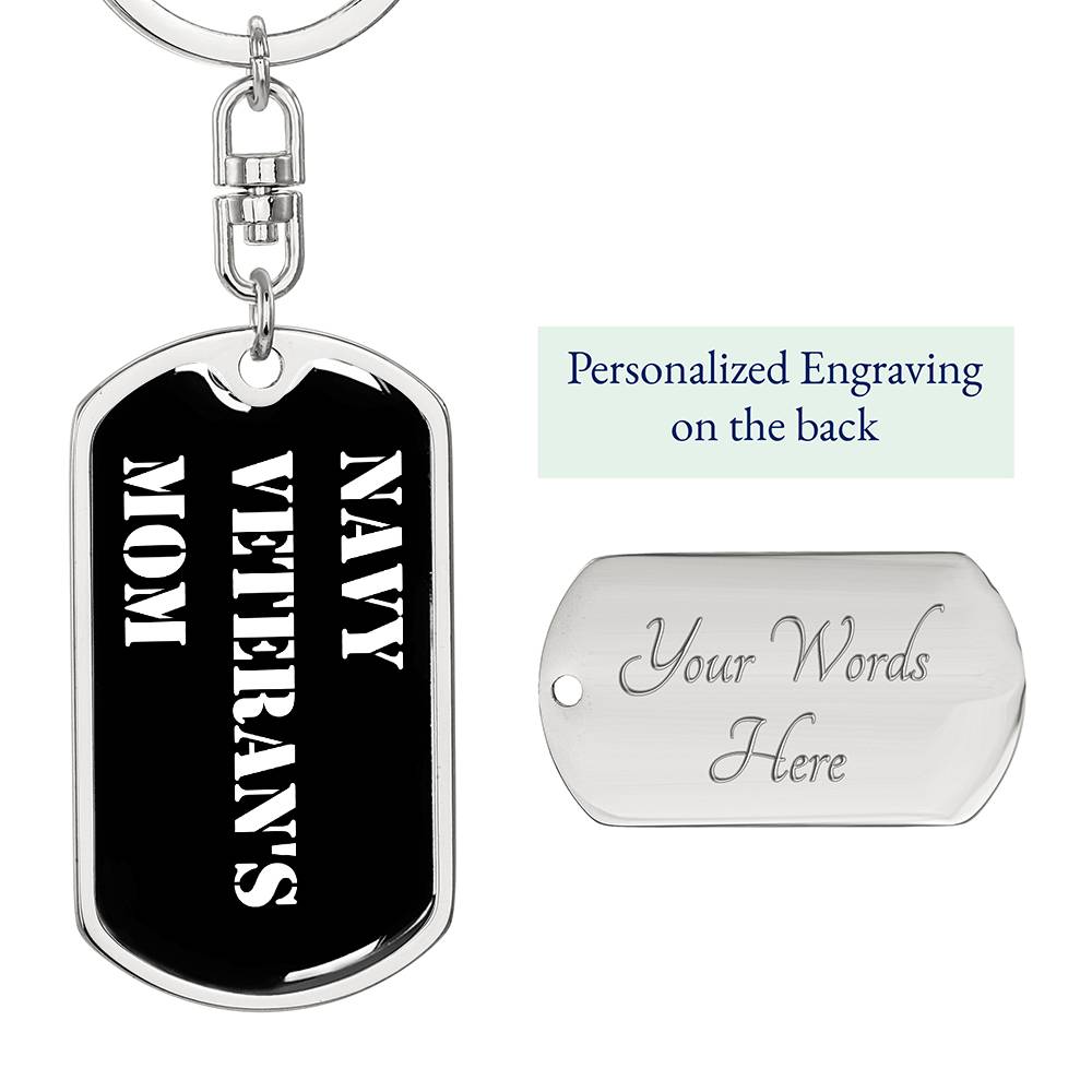 Navy Veteran's Mom v3 - Luxury Dog Tag Keychain