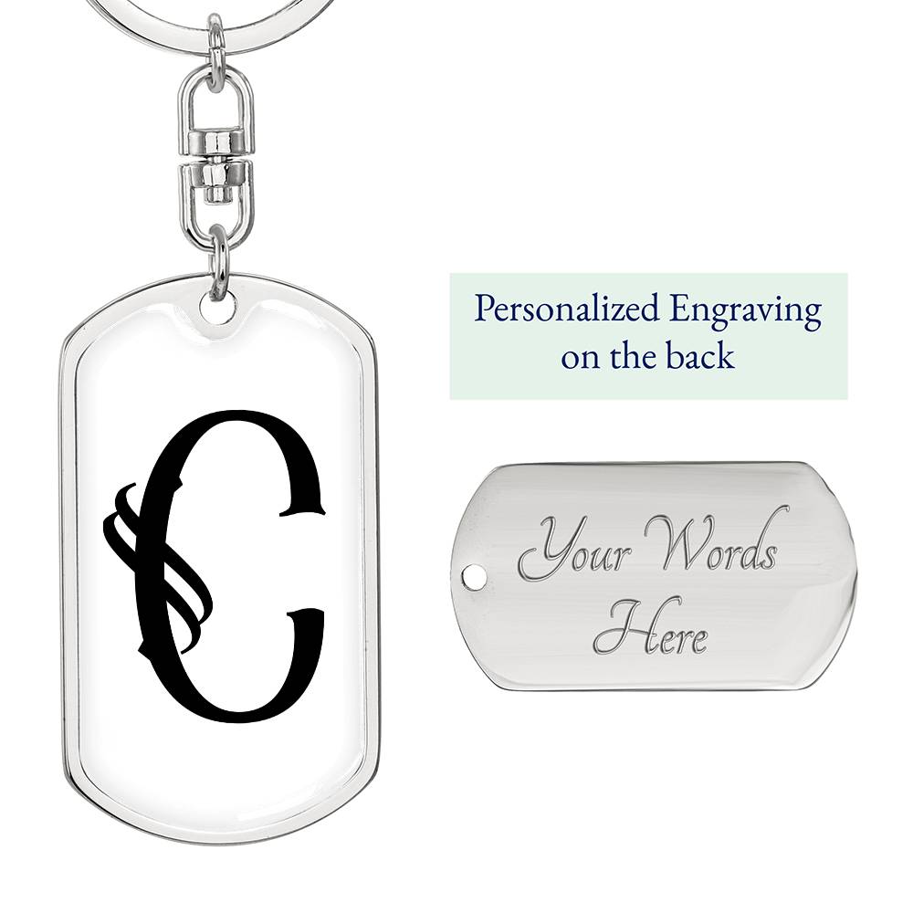 Initial C v001-14 - Luxury Dog Tag Keychain