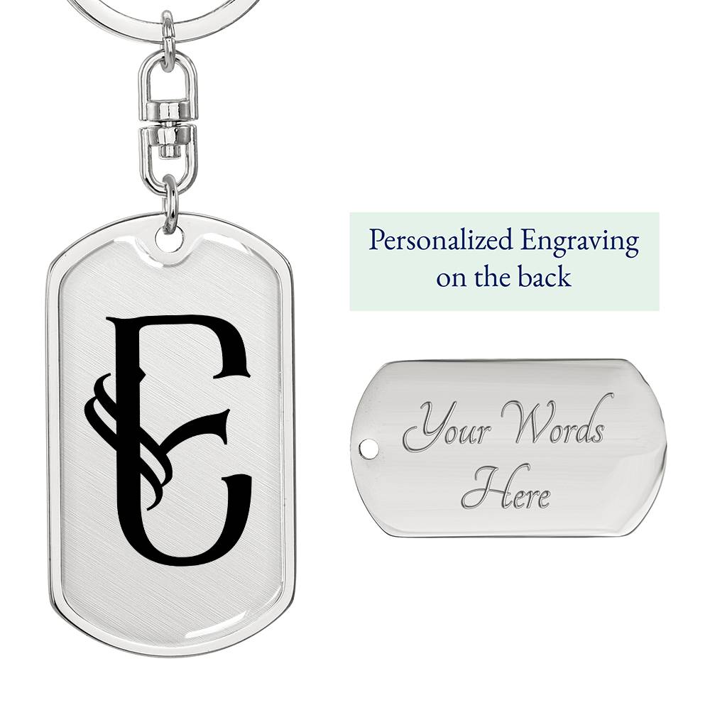 Initial E v001-11 - Luxury Dog Tag Keychain