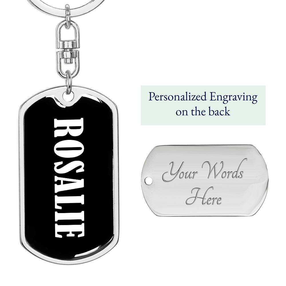 Rosalie v01w - Luxury Dog Tag Keychain