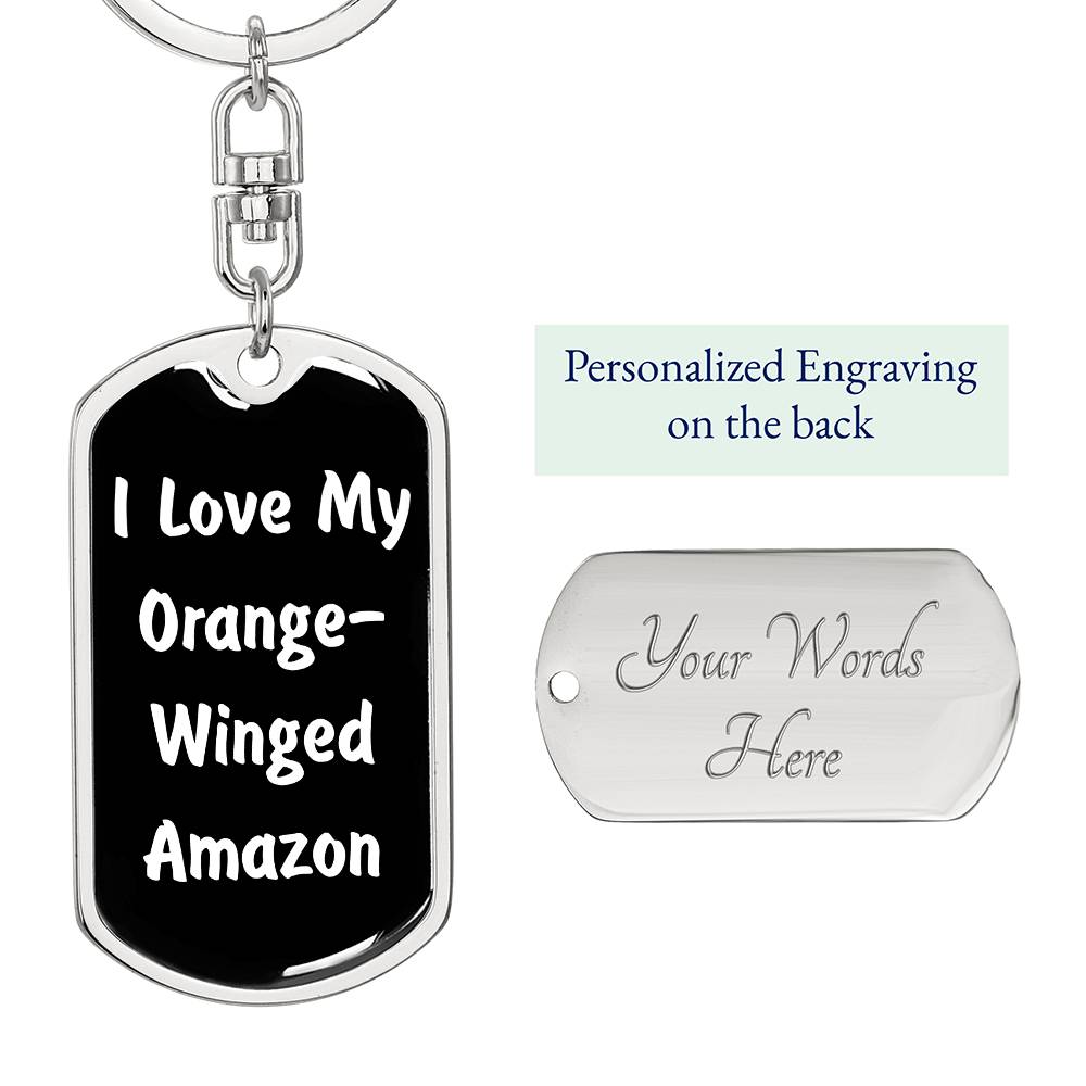 Love My Orange-Winged Amazon v3 - Luxury Dog Tag Keychain