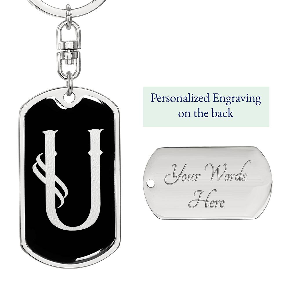 Initial U v001-12 - Luxury Dog Tag Keychain