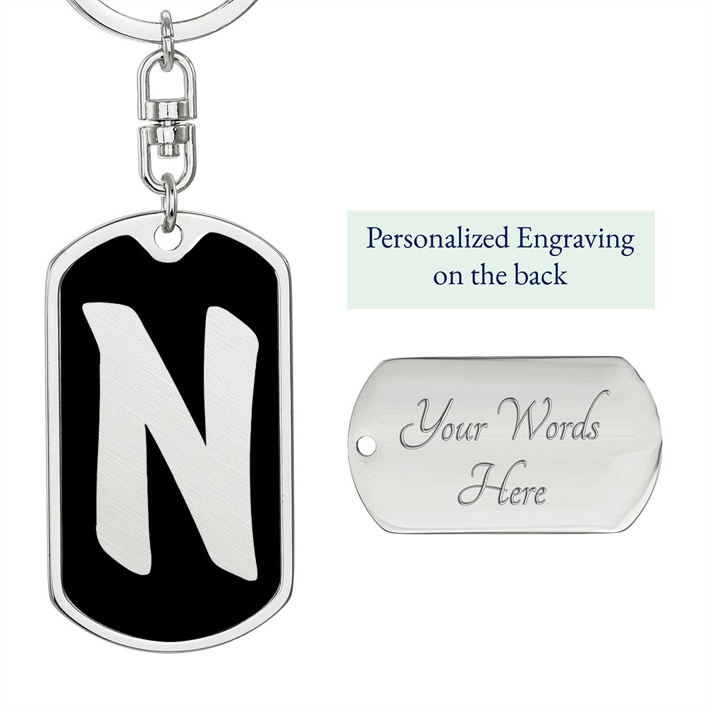 Initial N v2b - Luxury Dog Tag Keychain